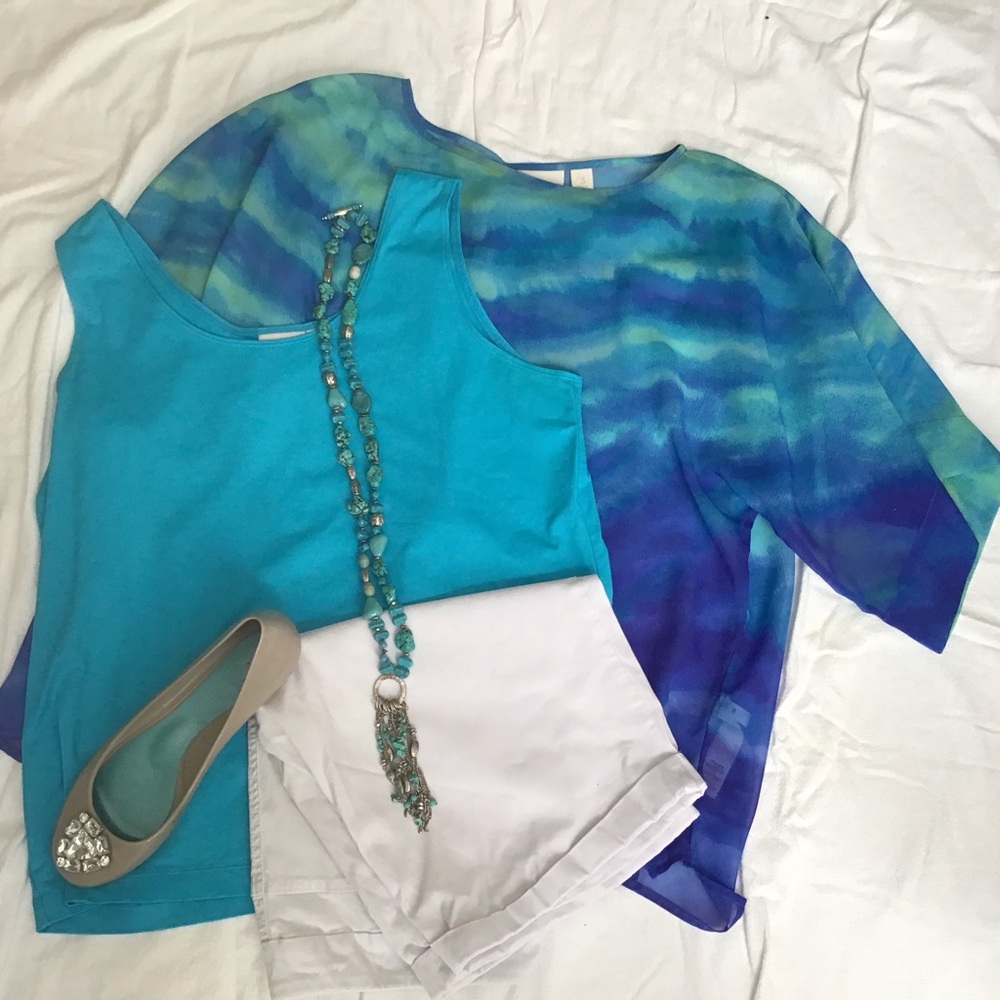 Sheer blouse with tank top